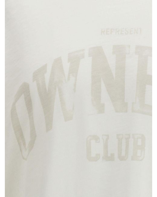 Represent White Vintage-Style Cotton T-Shirt With Printed Logo And Dropped Shoulders for men