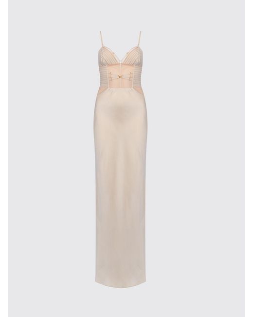Elisabetta Franchi Natural Corset Satin Dress