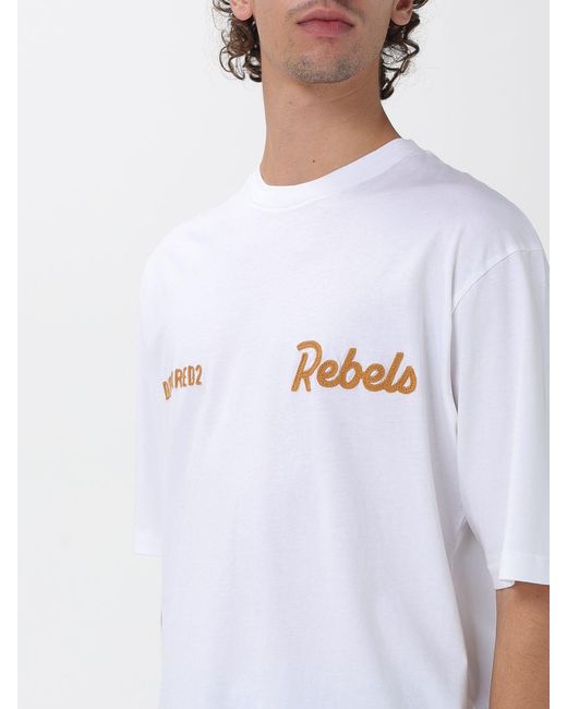 DSquared² White Cotton T-Shirt With Slogan for men
