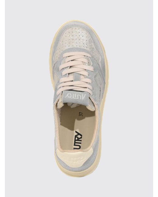 Autry White Medalist Low Super Vintage Leather And Suede Sneakers With Worn Effect