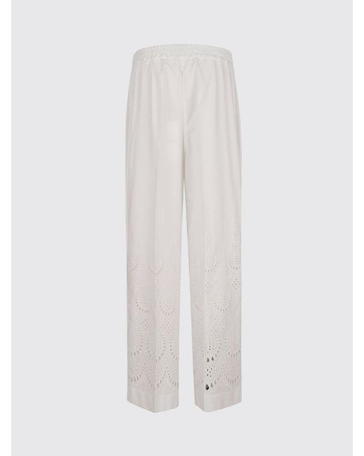 P.A.R.O.S.H. Pink P.A.R.O..H. High-Waisted Broderie Anglaise Lace Palazzo Trousers