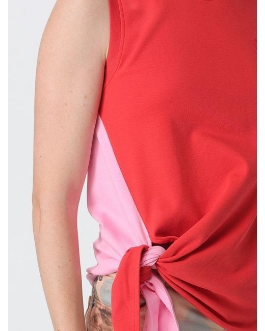 J.W. Anderson Red Abstract Print Asymmetrical Cotton Top