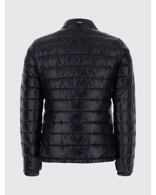 Herno Blue Resort Short Ultra-Light Nylon Down Jacket With Biker Collar