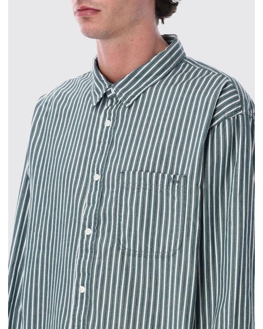 Vans Blue Striped Cotton Poplin Shirt for men