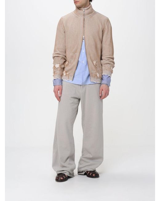 MM6 by Maison Margiela Natural Distressed Cotton Cardigan for men