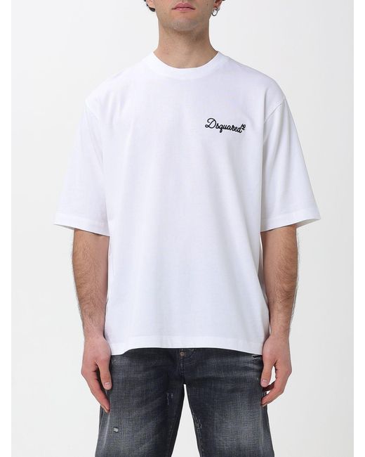 DSquared² White Cotton T-Shirt With Logo for men