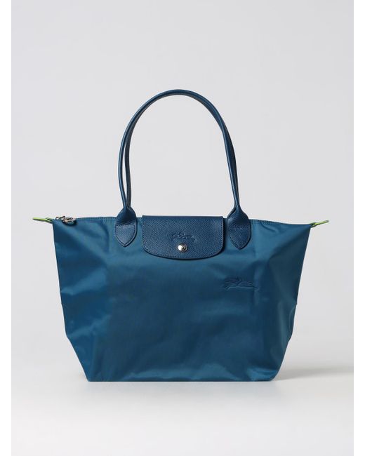 Longchamp Blue Le Pliage Recycled Nylon And Leather Bag