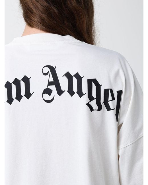 Palm Angels White Cotton T-Shirt With Logo