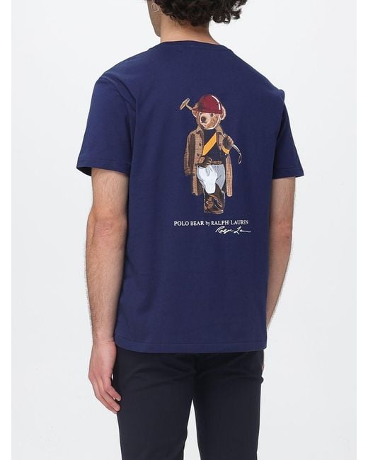 Polo Ralph Lauren Blue Cotton T-Shirt With Teddy Print for men