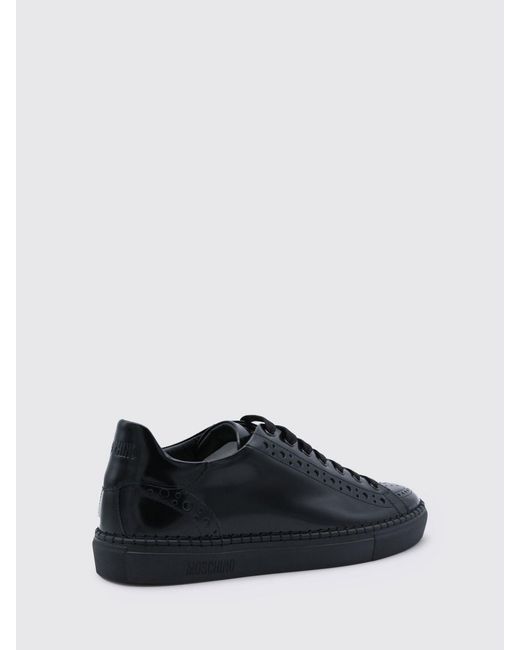 Moschino Couture Black Brushed Leather Brogue Sneakers for men