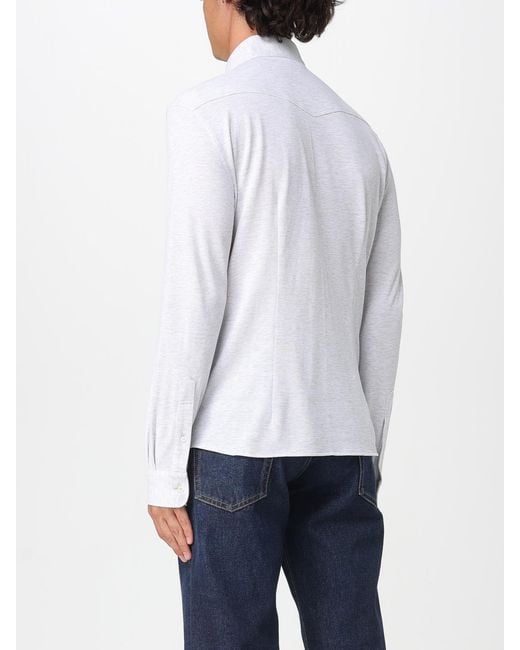 Brunello Cucinelli White Cotton Shirt for men