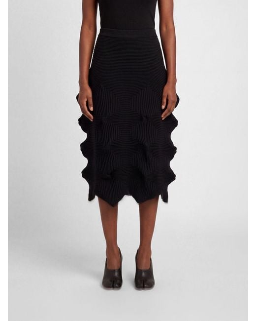 Issey Miyake Black Asymmetric Cotton Blend Skirt