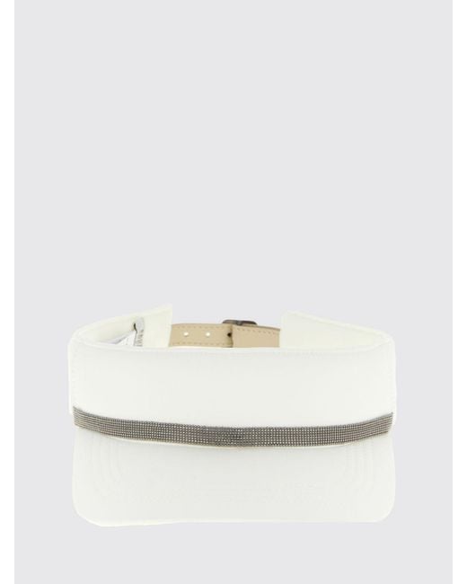 Brunello Cucinelli Natural Cotton Visor With Monile