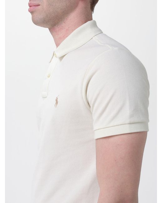 Polo Ralph Lauren White Pony Logo Cotton Polo Shirt for men