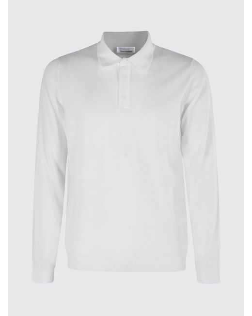 Roberto Collina White 3-Button Merino Wool Knit Polo Shirt for men