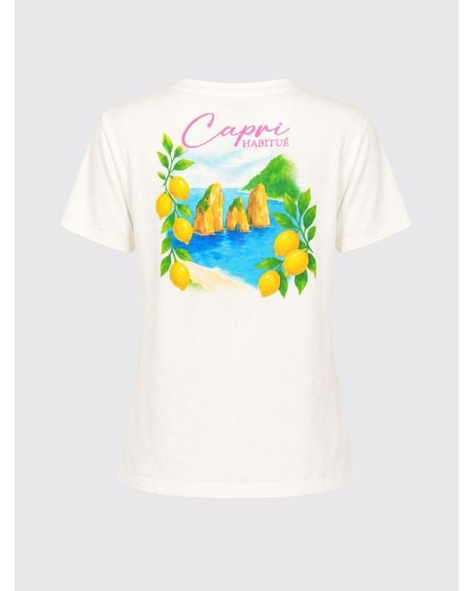 Mc2 Saint Barth White Crewneck Cotton T-Shirt With Graphic Print And Logo