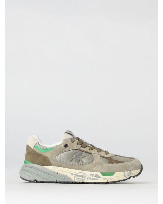 Premiata White Mase Suede And Canvas Sneakers for men