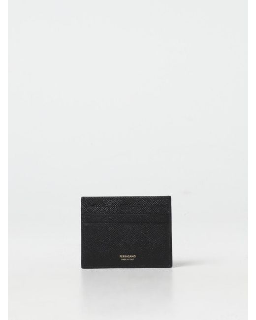 Ferragamo White Gancini Grained Leather Credit Card Holder for men