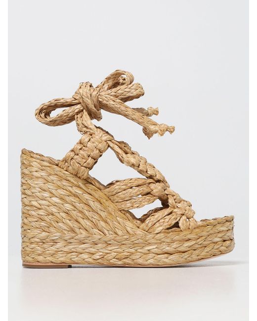 Paloma Barceló Natural Camino Wedge Sandals In Raffia