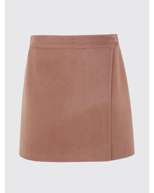 Semicouture Pink High-Waisted Wool Wrap Miniskirt