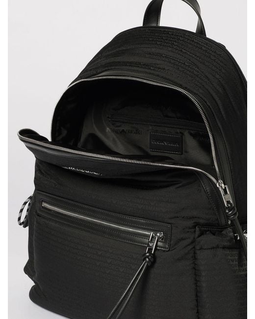 Emporio Armani Black Nylon Backpack for men