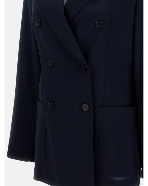 Barena Blue Virgin Wool Double Breasted Blazer