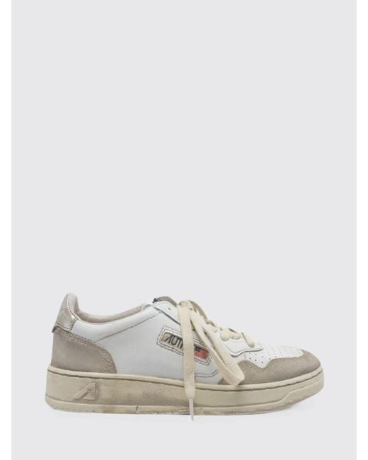 Autry White Medalist Low Super Vintage Bicolour Leather Trainers With Worn Effect