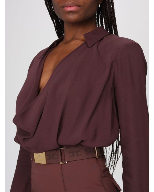 Elisabetta Franchi Purple Viscose Georgette Blouse Bodysuit