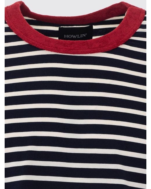 Howlin' By Morrison Blue All-Over Striped Crew Neck T-Shirt for men