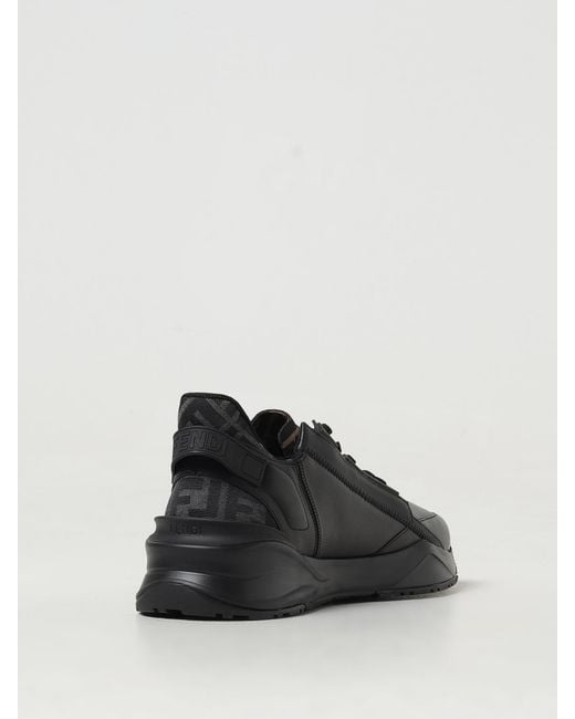 Fendi Flow Sneakers Aus Leder Und Ff Jacquard-Stoff in Black für Herren