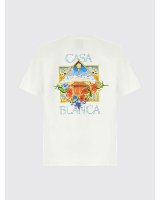 Casablanca White Organic Cotton Tennis Logo T-Shirt for men