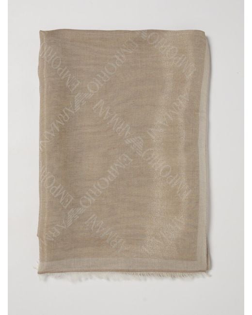 Emporio Armani Natural Viscose Blend Scarf With Jacquard Monogram