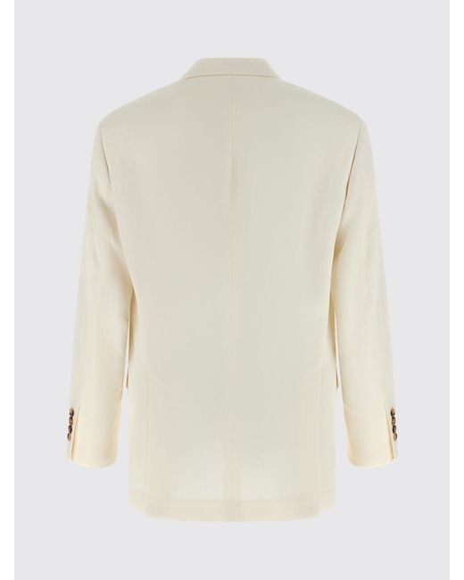 Brunello Cucinelli Natural Silk And Linen Double-Breasted Blazer for men