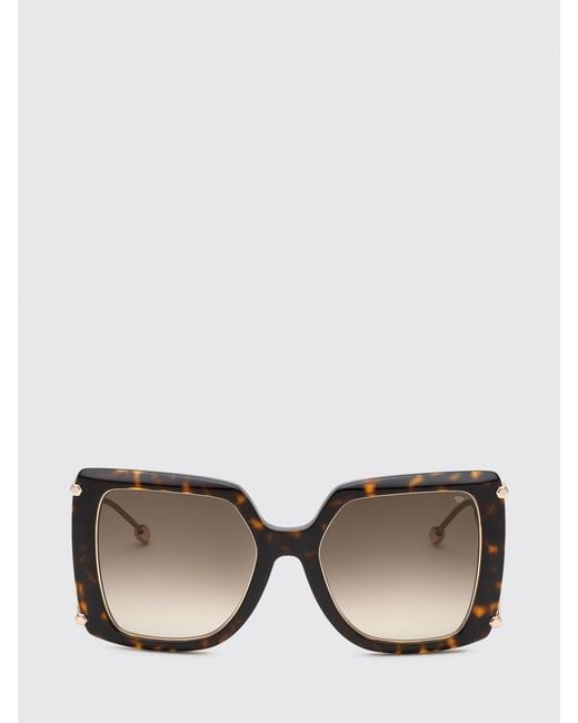 Philipp Plein Black Queen Cat-Eye Sunglasses With Tortoiseshell Frame And Hexagon Logo