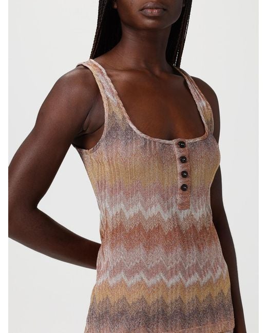 Missoni Brown Zig Zag Lurex Viscose Top