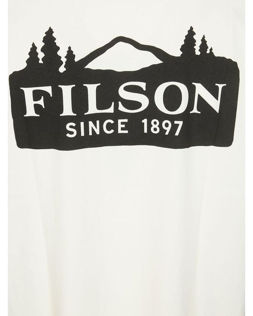 Filson White Crew Neck Cotton T-Shirt With Logo for men