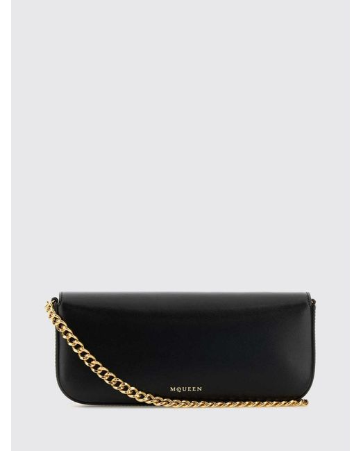 McQueen Black Skull Flower Leather Bag