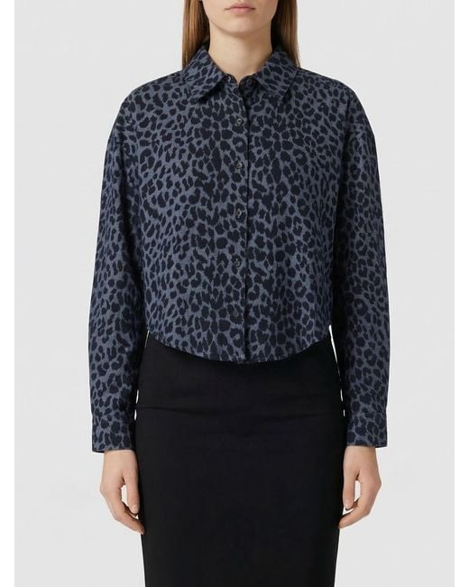 Aspesi Blue Cotton Shirt With Animal Print