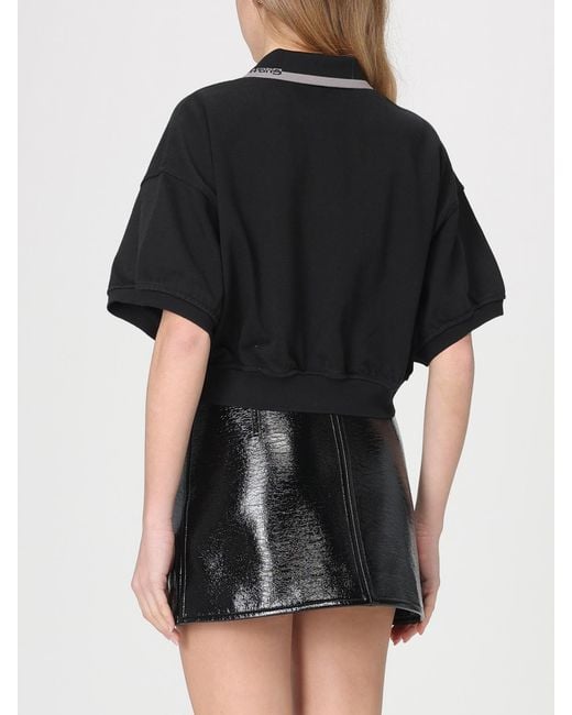 Polo De Algodón Con Logo Alexander Wang de color Black