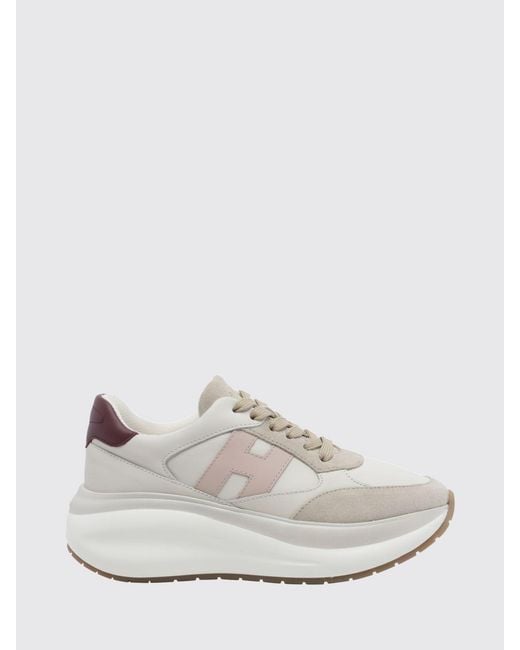 Hogan White Maxi I Active Leather And Suede Trainers With H Logo And Chunky Sole