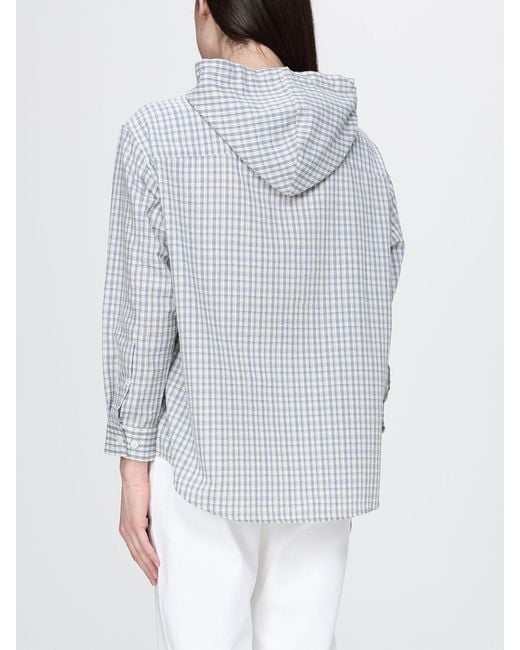 DUNST White Checked Cotton Hooded Shirt By