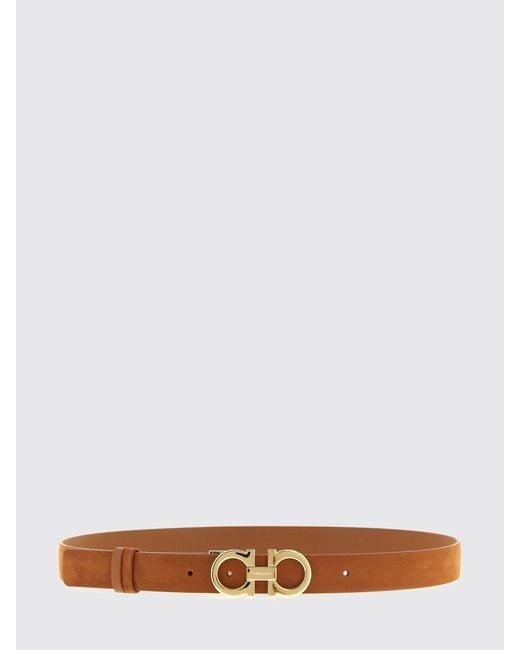 Ferragamo White Gancini Suede Calfskin Belt