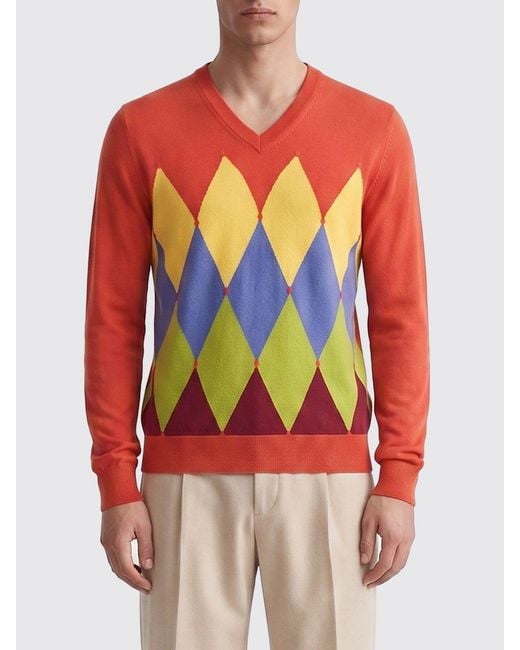 Ballantyne Pullover Aus Baumwolle Und Kaschmir Mit Rautenmuster in Red für Herren
