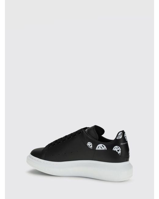 McQueen Black Oversize Leather Sneakers With Skull Print for men