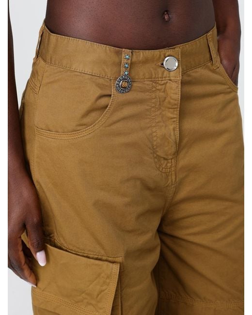Pinko Natural Cotton Gabardine Cargo Shorts