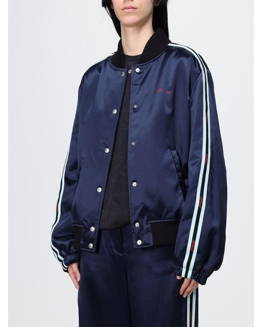 Off-White c/o Virgil Abloh Blue Satin Bomber Jacket