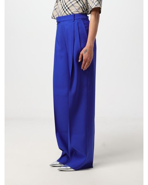 Burberry Blue Virgin Wool Wide-Leg Pants