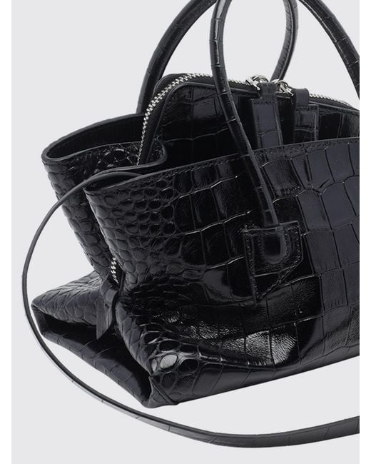 The Attico Black La Passeggiata Croc-Effect Calfskin Mini Handbag