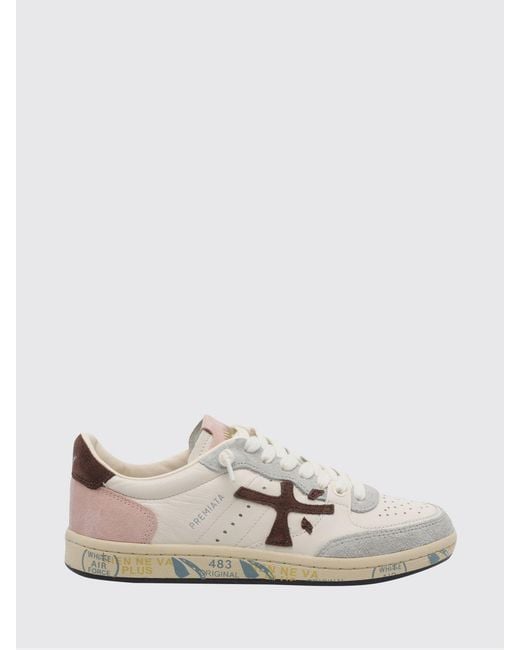 Premiata White Clay Suede Sneakers With Studs