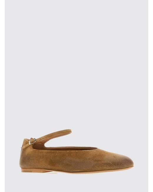 Jil Sander White Elyss Suede Ankle-Strap Ballet Flats With Round Toe